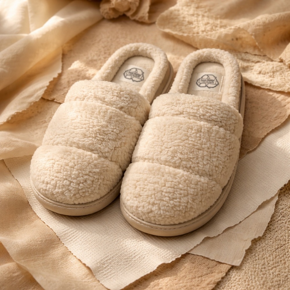 NWT 
SeaChange SeaVees Slide Recycled Fleece Slippers in Oat. Sz 11 Mens